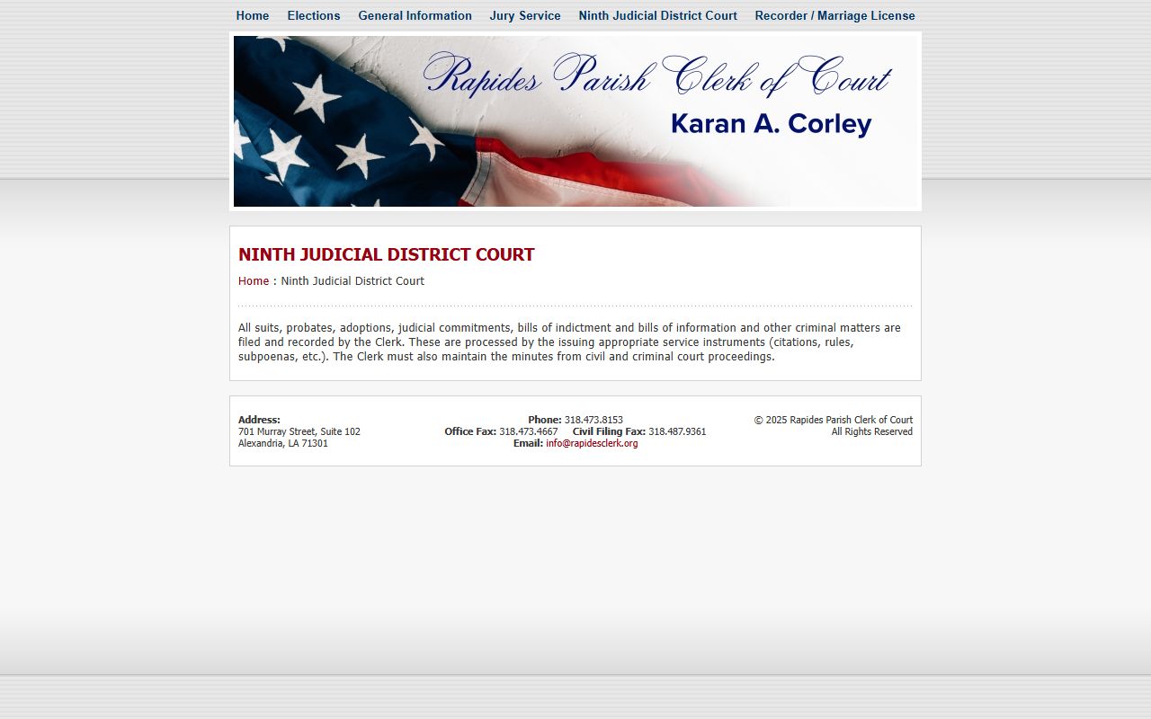Rapides Parish 9th Judicial District Court information for Alexandria probate records