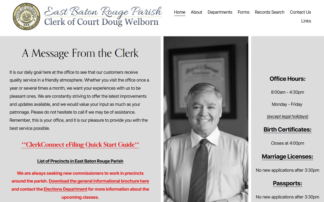 East Baton Rouge Parish Clerk of Court homepage for Baton Rouge probate court records