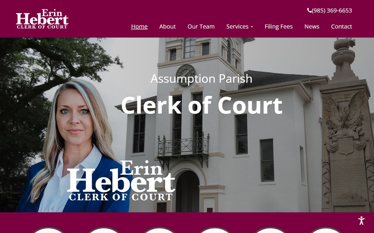 Assumption Parish Clerk of Court homepage for probate court records