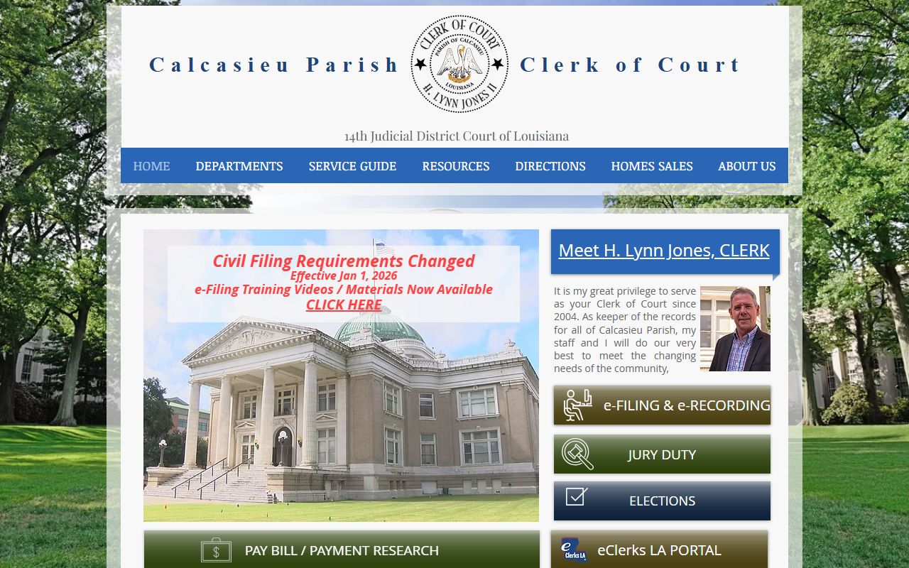 Calcasieu Parish Clerk of Court online portal for probate and succession records