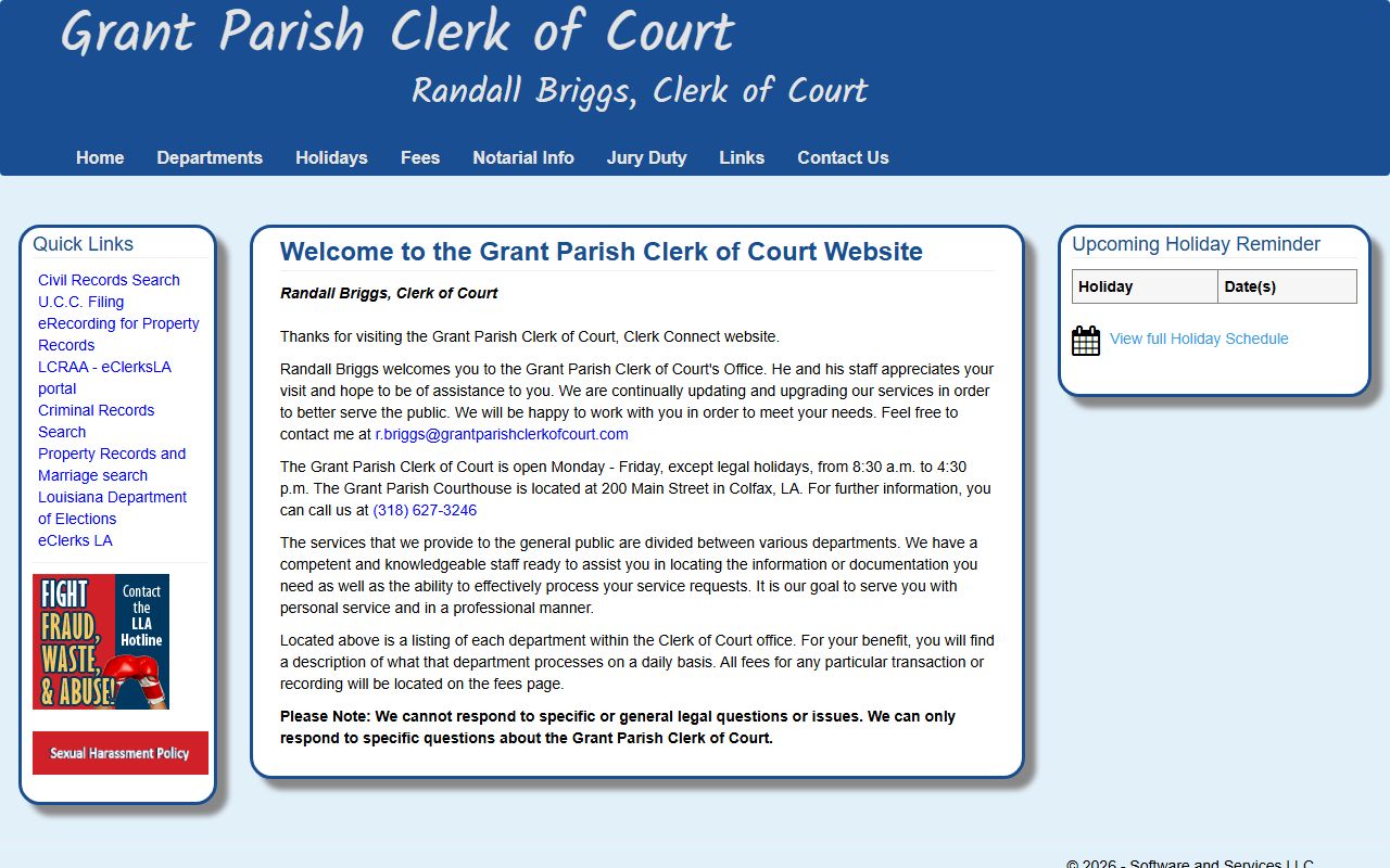 Grant Parish Clerk of Court online records portal