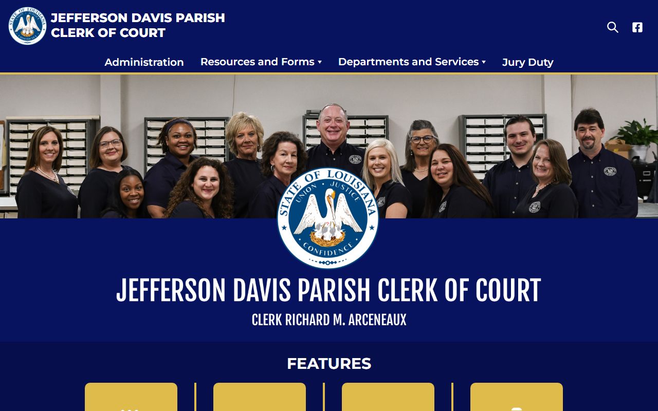 Jefferson Davis Parish Clerk of Court homepage for probate court records
