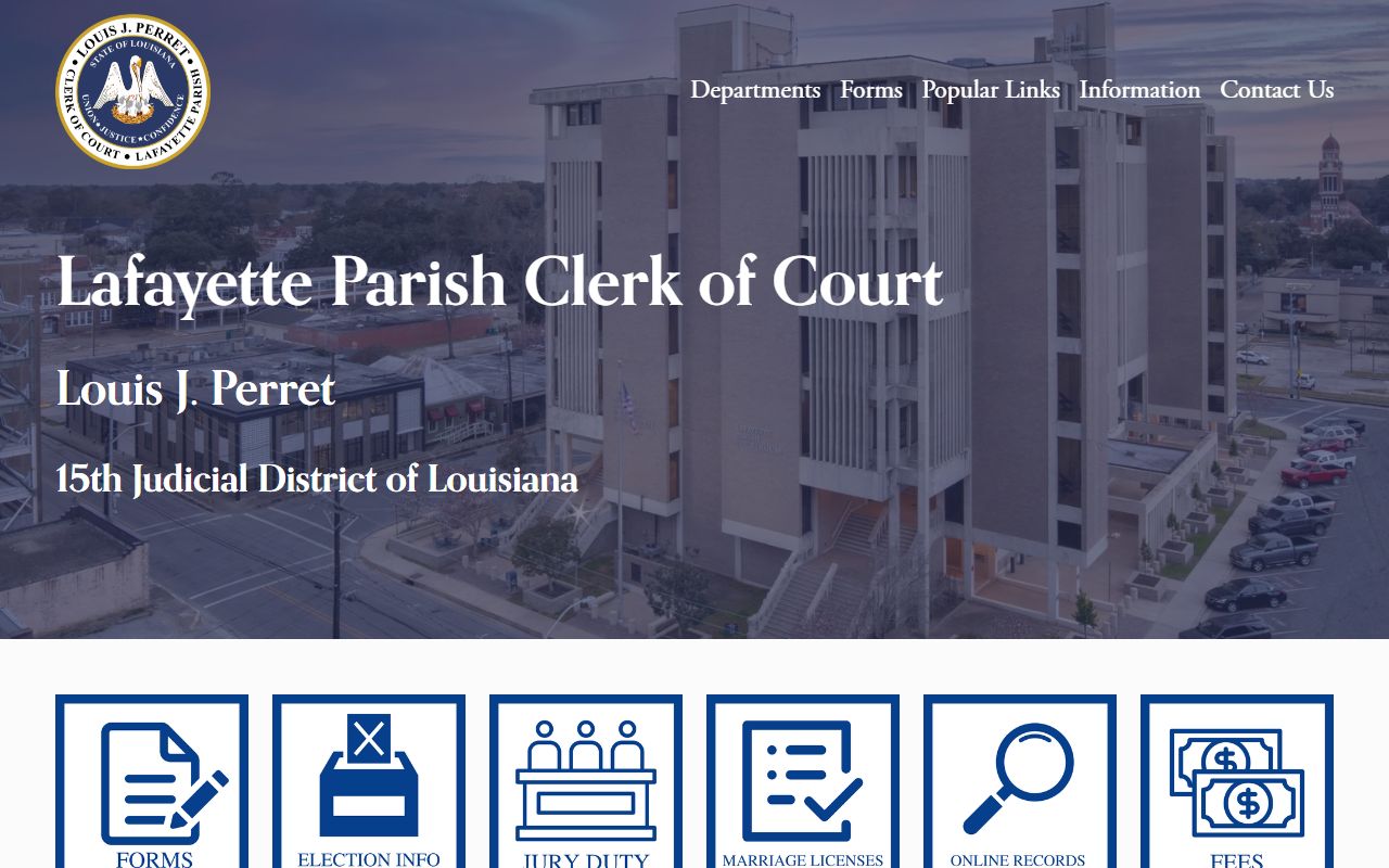 Lafayette Parish Clerk of Court homepage for probate court records