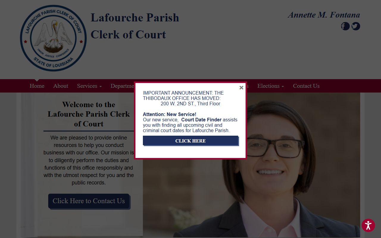 Lafourche Parish Clerk of Court homepage for probate court records