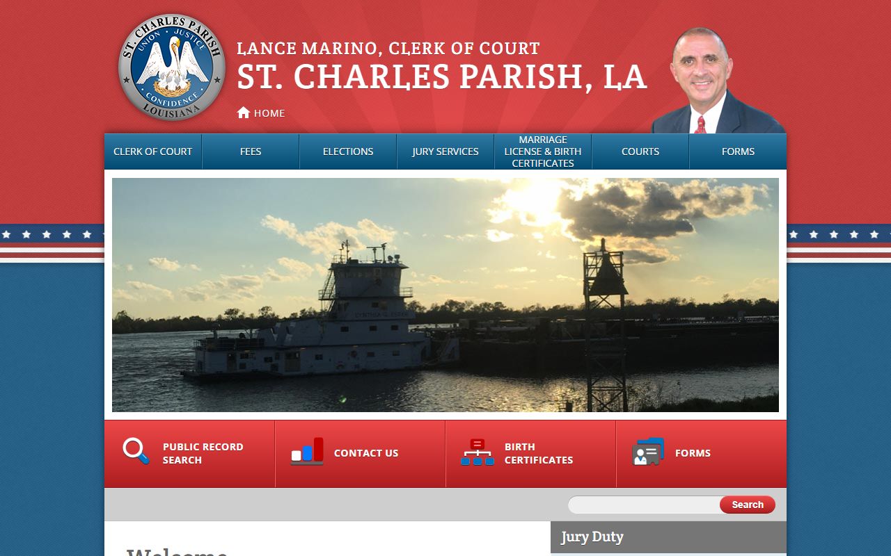 St. Charles Parish Clerk of Court homepage for probate court records