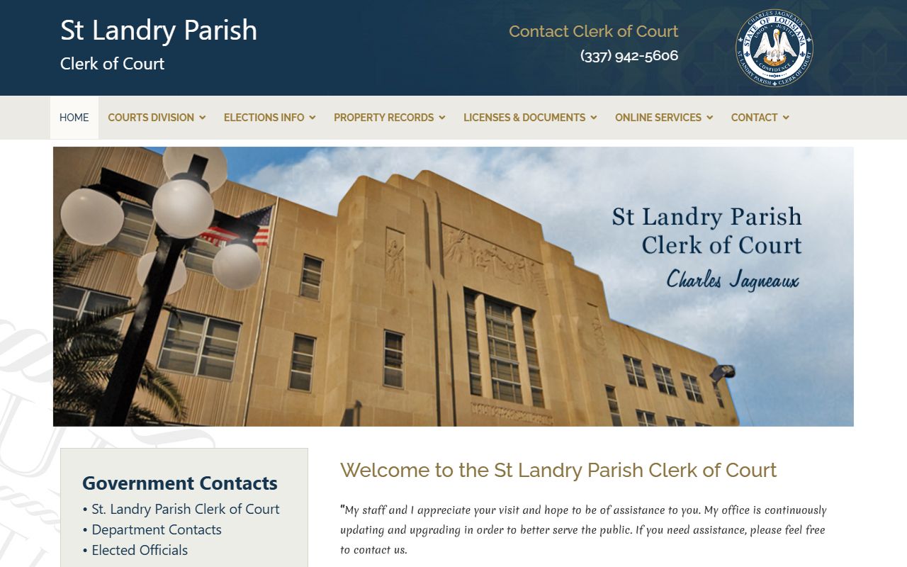 St. Landry Parish Clerk of Court homepage for probate court records
