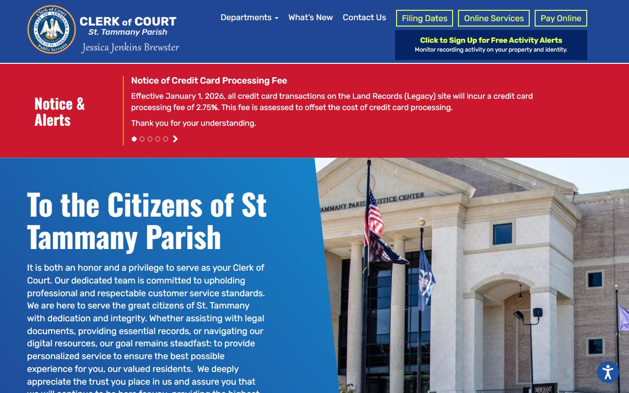 St. Tammany Parish Clerk of Court homepage for probate court records