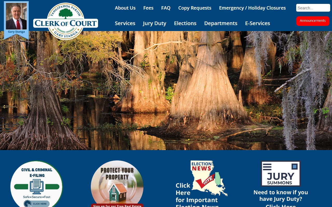 Tangipahoa Parish Clerk of Court homepage for probate court records