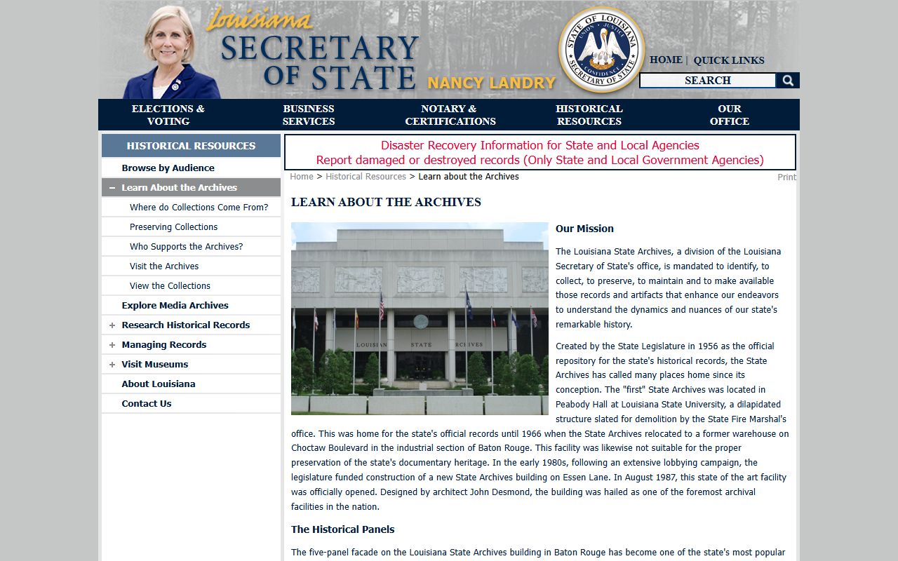 Louisiana State Archives in Baton Rouge holding historical succession and probate court records