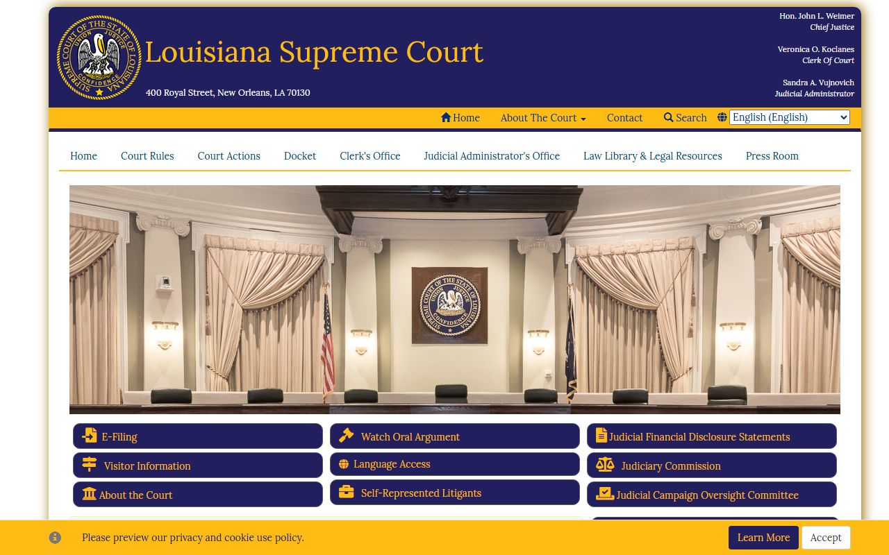 Louisiana Supreme Court which oversees all probate and succession court proceedings statewide